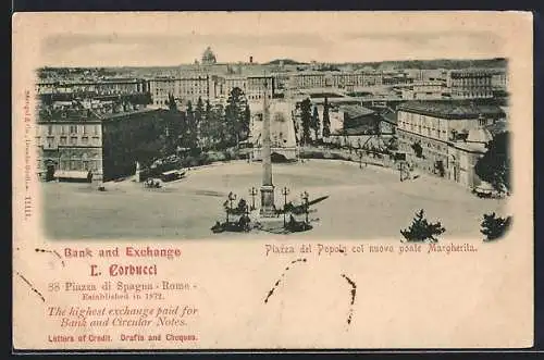 AK Roma, Piazza del Popolo col nuovo ponte Margherita