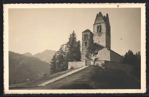 AK Celerina, San Gian bei Celerina, Kirche mit Bergpanorama