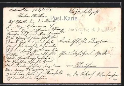 AK St. Vigil in Enneberg, Ortsansicht mit Paratscha und Monte Sella di Sennes