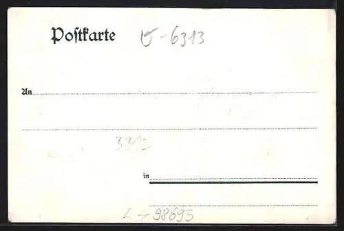 Lithographie Manebach-Kammerberg, Gasthof Kammerberg, Goethehäuschen, Kickelhahn