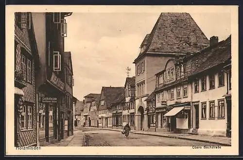 AK Holzminden, Obere Bachstrasse mit Geschäften