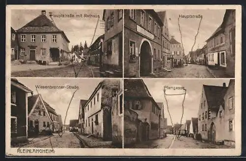 AK Kleinlangheim, Hauptstrasse mit Rathaus, Wiesenbronner-Strasse, Pfarrgasse