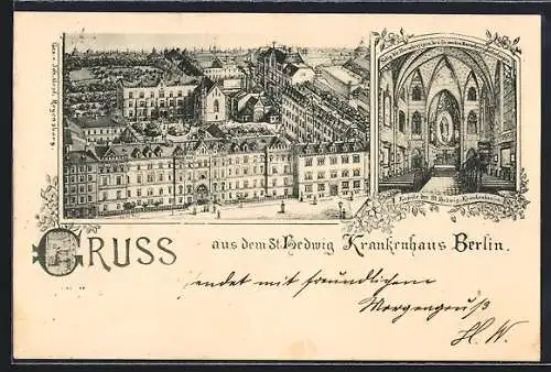 Lithographie Berlin, St. Hedwig-Krankenhaus, Grosse Hamburger Strasse, Kapelle