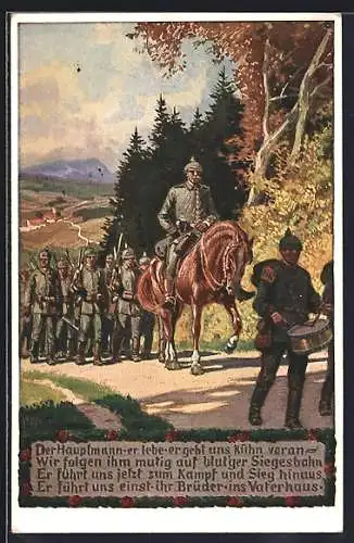 Künstler-AK Paul Hey: Verein für das Deutschtum im Ausland, Soldaten in Uniformen marschieren