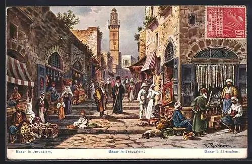 Künstler-AK Jerusalem, Basar