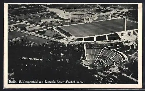 AK Berlin, Reichssportfeld mit Dietrich-Eckart-Freilichtbühne