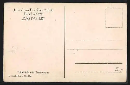 AK Dresden, Ausstellung Jahresschau Deutscher Arbeit, Teilansicht mit Planetarium