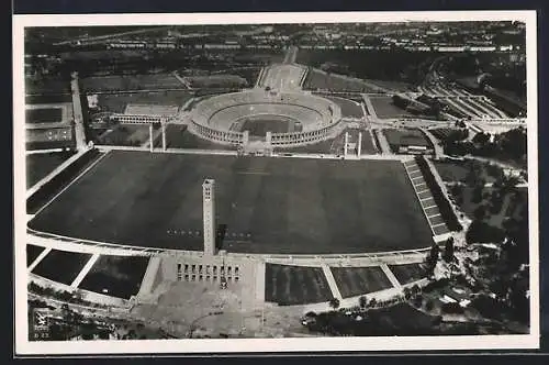 AK Berlin, Reichssportfeld aus der Vogelschau, Fliegeraufnahme