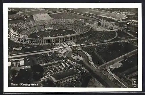 AK Berlin, Reichssportfeld, das Gelände um das Olympiastadion, Fliegeraufnahme