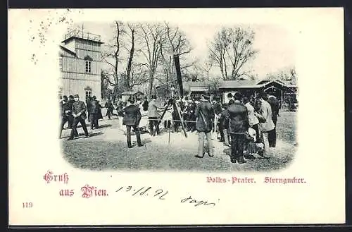 AK Wien, Volksprater, Sterngucker mit Teleskop