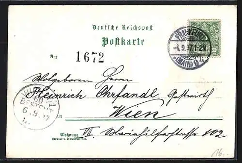 Lithographie Sachsenhausen, Totalansicht mit Gastwirtschaft
