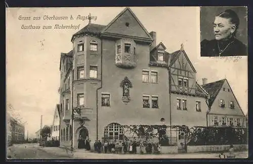 AK Oberhausen b. Augsburg, Gasthaus zum Mohrenkopf, Porträt
