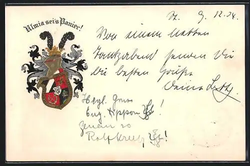 AK Stuttgart, Studentenwappen mit Motto Almia sei`s Panier!