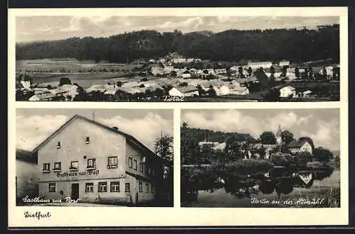 AK Dietfurt / Treuchtlingen, Ortsansicht, Gasthaus zur Post, Partie an der Altmühl
