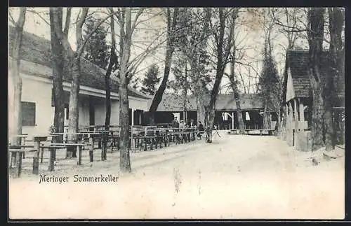 AK Mering, Gasthof Sommerkeller mit Gästen