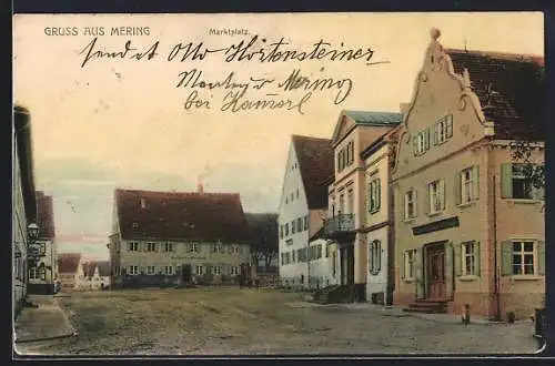 AK Mering, Gasthaus von Mar Koos am Marktplatz