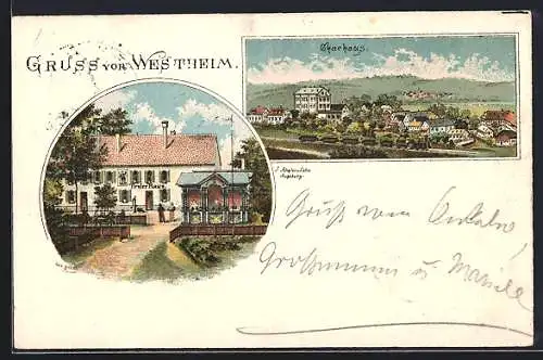 Lithographie Westheim / Schwab., Gaststätte Tiroler Haus, Churhaus