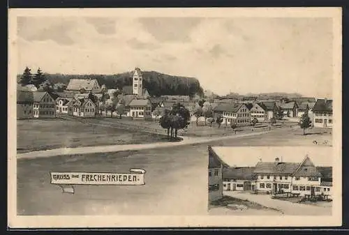 Künstler-AK sign. Hans Pernat: Frechenrieden, Ortsansicht mit Kirche