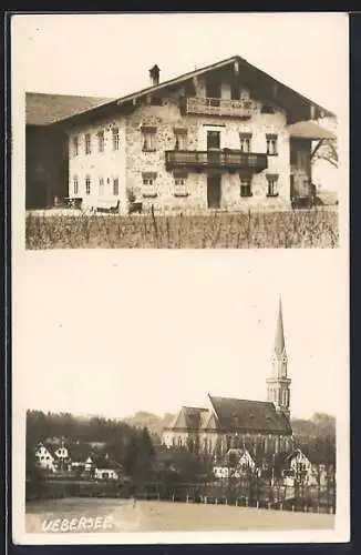 AK Uebersee, Gasthaus und Blick auf die Kirche