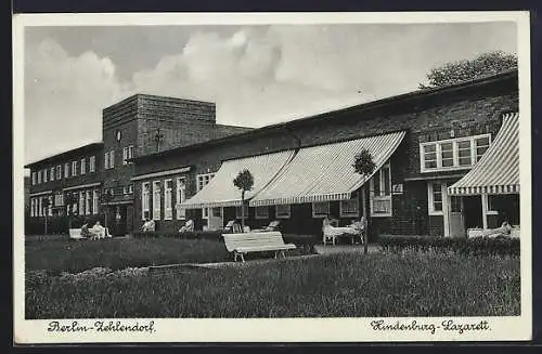 AK Berlin-Zehlendorf, Gartenpartie im Hindenburg-Lazarett