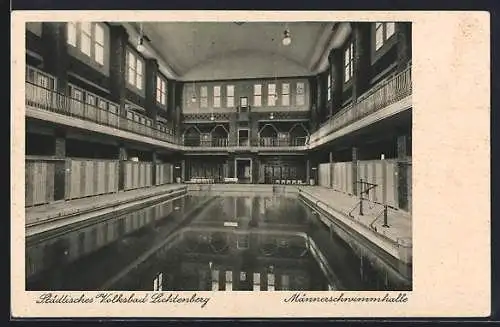 AK Lichtenberg, Männerschwimmhalle des Städtischen Volksbads, Hubertusstrasse 47/49