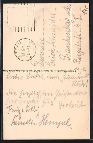 AK Hartau b. Zittau, Gasthof zum Weissbachtal, Innen- und Aussenansicht