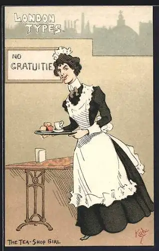 Künstler-AK London, The Tea-Shop Girl