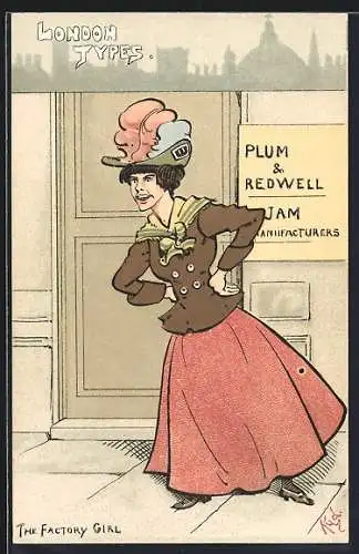 Künstler-AK London, The Factory Girl
