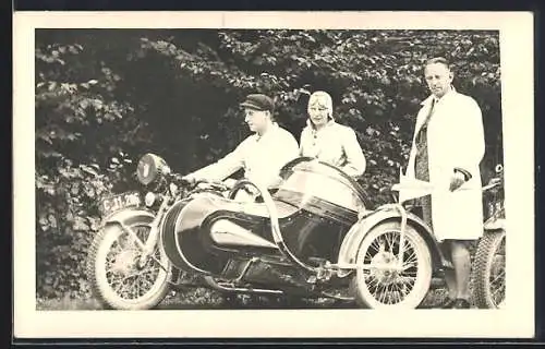 Foto-AK Seitenwagen-Motorrad, Kennzeichen C 11 206