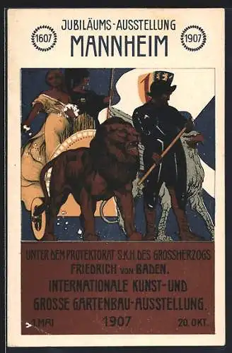 AK Mannheim, Int. Kunst- und Gartenbauausstellung 1907, Ganzsache PP27 C82 /03