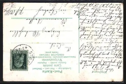 Lithographie Stätzling, Schlosswirtschaft v. Jos. Paul, Ortsansicht