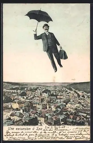 AK Spa, Panorama, Fliegende Menschen