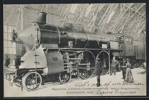 AK Nürnberg, Bayerische Jubiläums-Landes-Ausstellung 1906, Maffei`s Riesenlokomotive