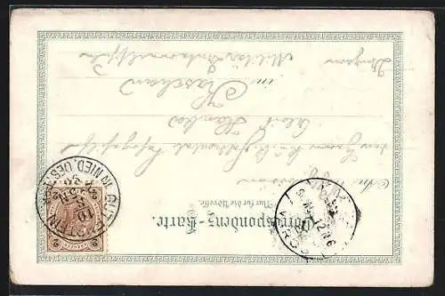 Lithographie Gutenstein, Maria Hilf, Klosterthal mit Schneeberg, Raimund Denkmal, Panorama