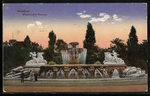 AK München, Blick zum Wittelsbacherbrunnen