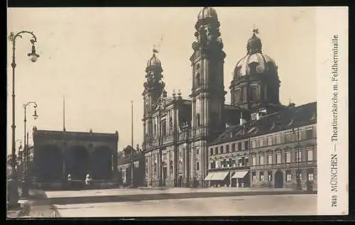 AK München, Theatinerkirche m. Feldherrnhalle