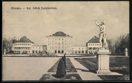 AK München, Kgl. Schloss Nymphenburg mit Grünanlage