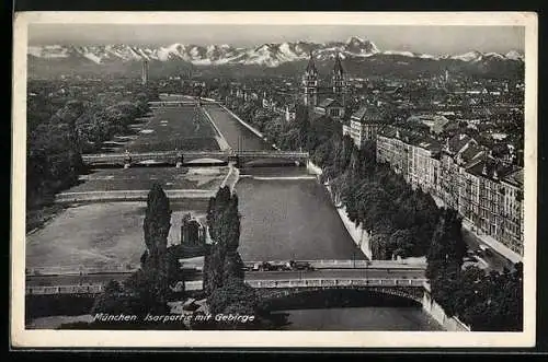 AK München, Isarpartie mit Blick zur Maximilianskirche