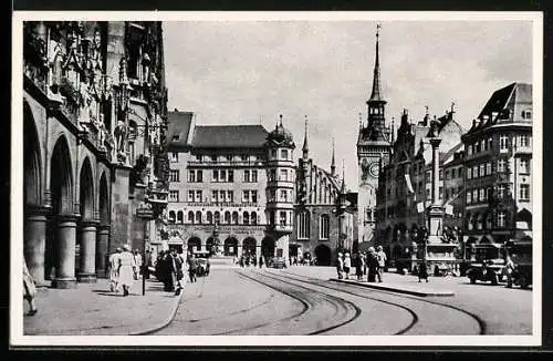 AK München, Partie am Marienplatz, Darmstädter und Nationalbank