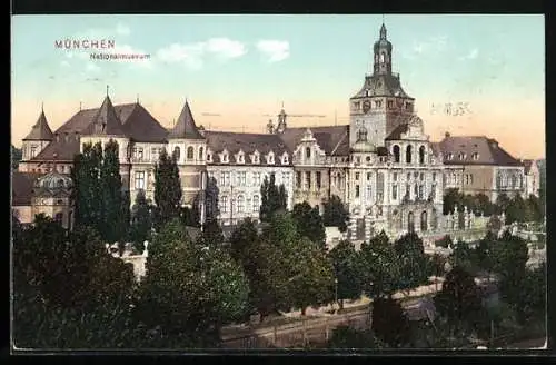 AK München, Blick zum Nationalmuseum