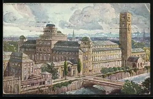 Künstler-AK Richard Wagner: München, Blick auf das Deutsche Museum