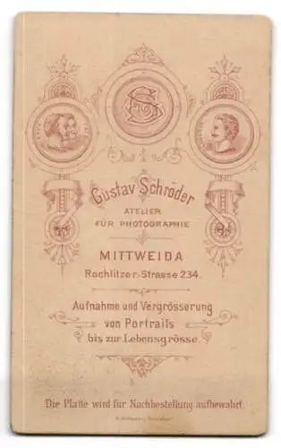 Fotografie Gustav Schröder, Mittweida, Rochlitzer Strasse 234, Porträt eines jungen Mannes