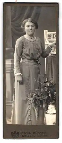 Fotografie Carl Büssen, Striegau, Wilhelmstr. 7, Porträt einer Frau im Stehen