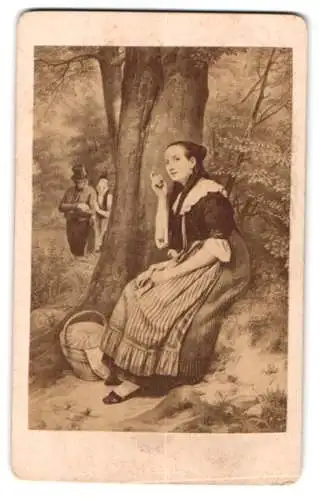 Fotografie unbekannter Fotograf und Ort, Gemälde: Die Lauscherin, nahc E. Meyerheim