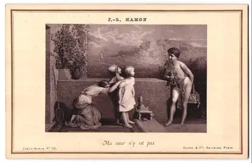Fotografie Goupil et Cie., Paris, Gemälde: Ma soeur n`y est pas, nach J.-L. Hamon