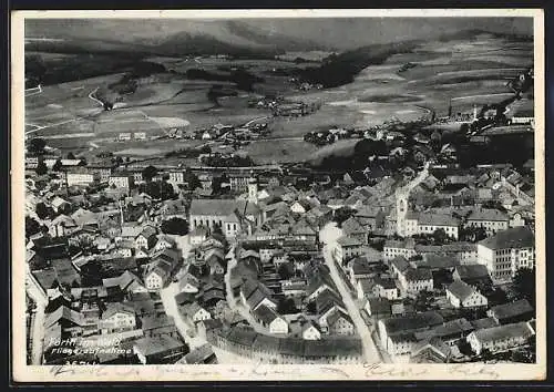 AK Furth / Wald, Totalansicht mit Kirche vom Flugzeug aus gesehen