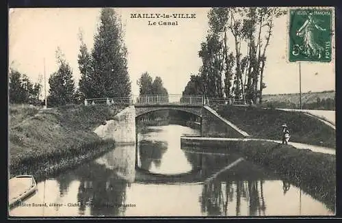 AK Mailly-la-Ville, Le Canal et son pont pittoresque