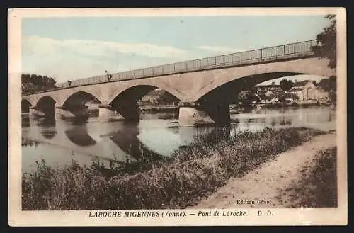 AK Laroche-Migennes /Yonne, Pont de Laroche et rivière paisible
