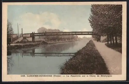 AK Laroche-Migennes /Yonne, La Passerelle sur le Canal de Bourgogne