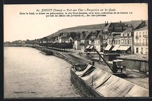 AK Joigny /Yonne, Port aux Vins, Perspective sur les Quais